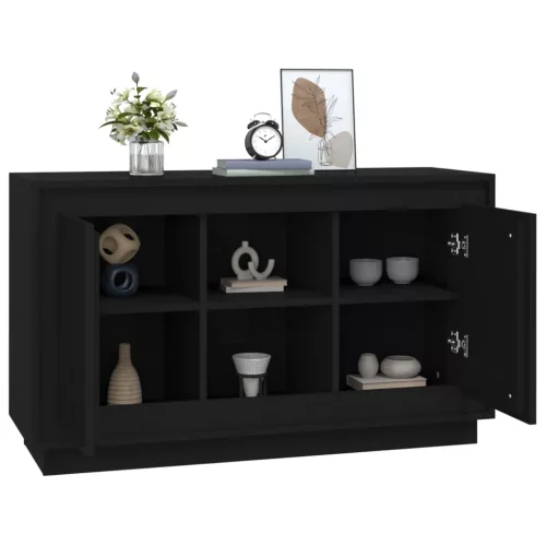  fekete szerelt fa tálalószekrény 102x35x60 cm