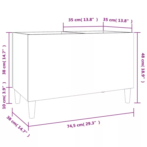  fekete szerelt fa hanglemezszekrény 74,5x38x48 cm