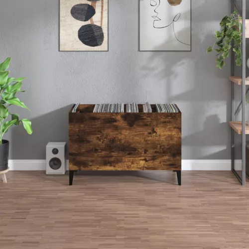  füstös tölgy színű szerelt fa hanglemezszekrény 74,5x38x48 cm