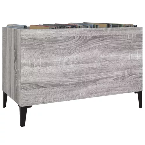  szürke sonoma színű szerelt fa hanglemezszekrény 74,5x38x48 cm