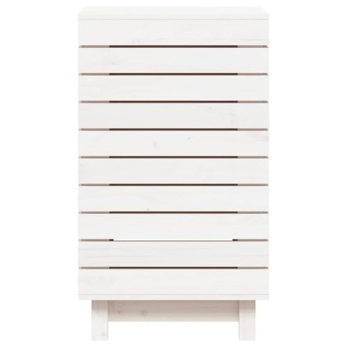  fehér tömör fenyőfa szennyeskosár 44x44x76 cm