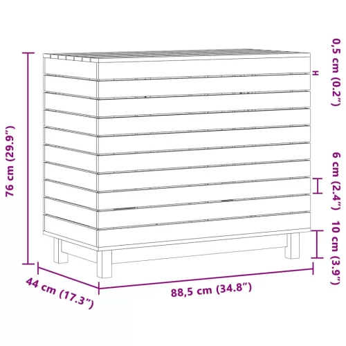 fehér tömör fenyőfa szennyeskosár 88,5x44x76 cm