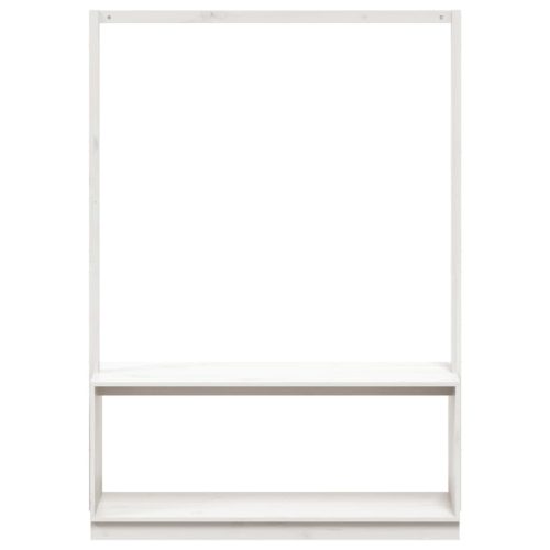  fehér tömör fenyőfa ruhatartó cipőtárolóval 113x40x157,5 cm