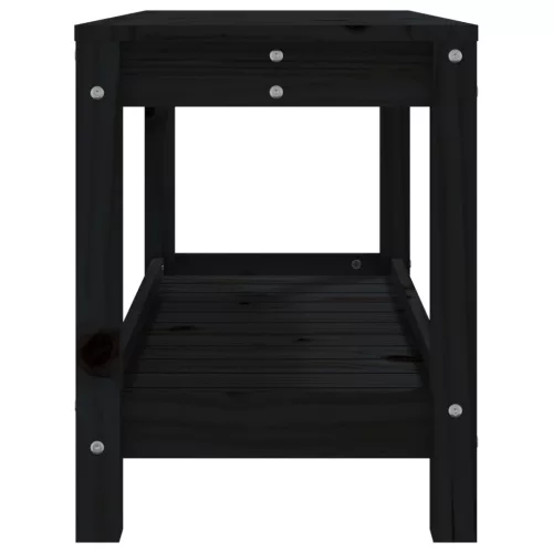  fekete tömör fenyőfa kerti pad 82,5 x 35 x 45 cm