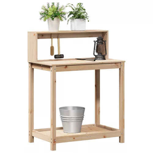  tömör fenyőfa ültetőasztal polccal 82,5 x 50 x 109,5 cm