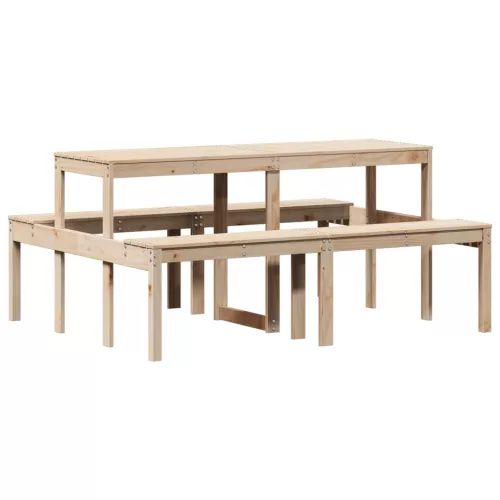  tömör fenyőfa piknik asztal 160x134x75 cm