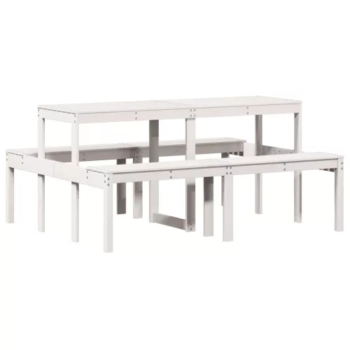  fehér tömör fenyőfa piknik asztal 160 x 134 x 75 cm