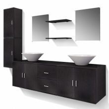   VID 9 részes variálható fürdőszoba bútor szett fekete színben