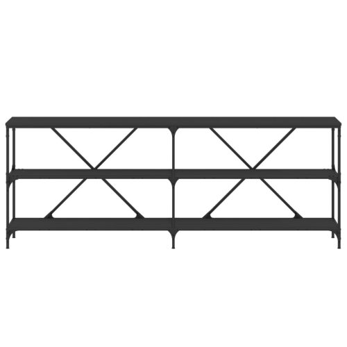  fekete szerelt fa és vas tálalóasztal 200x30x75 cm