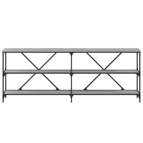  szürke sonoma szerelt fa és vas konzolasztal 200x30x75 cm