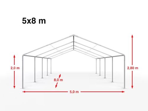 TP 5x8m standard rendezvénysátor, PE 350 - fehér