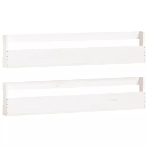  2 db fehér tömör fenyőfa fali cipőtartó 110 x 9 x 23 cm