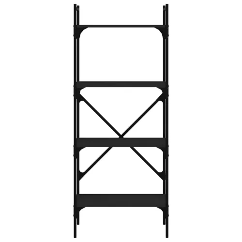  4 szintes fekete szerelt fa könyvespolc 56 x 31,5 x 138,5 cm