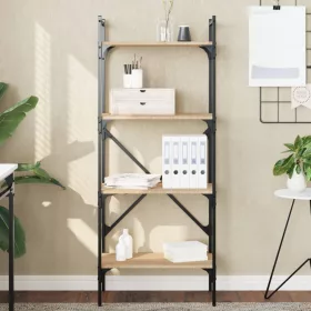    4 szintes sonoma tölgy szerelt fa könyvespolc 56x31,5x138,5 cm