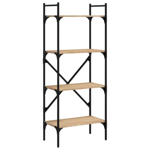  4 szintes sonoma tölgy szerelt fa könyvespolc 56x31,5x138,5 cm