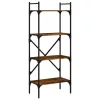  4 szintes füstös tölgy színű fa könyvespolc 56x31,5x138,5 cm