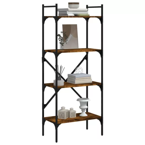  4 szintes füstös tölgy színű fa könyvespolc 56x31,5x138,5 cm