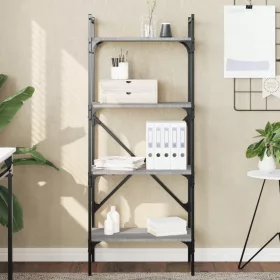    4 szintes szürke sonoma színű fa könyvespolc 56x31,5x138,5 cm