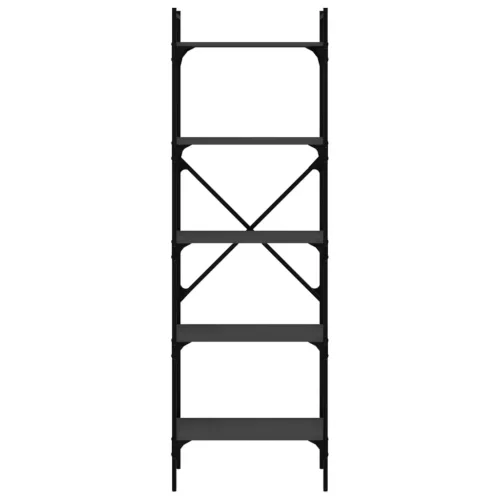  5 szintes fekete szerelt fa könyvespolc 56 x 31,5 x 174 cm