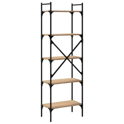  5 szintes sonoma tölgy színű fa könyvespolc 56 x 31,5 x 174 cm