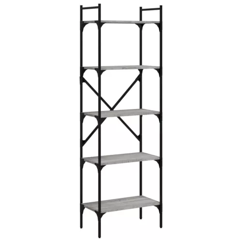  5 szintes szürke sonoma színű fa könyvespolc 56 x 31,5 x 174 cm