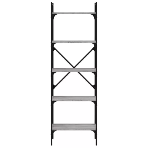  5 szintes szürke sonoma színű fa könyvespolc 56 x 31,5 x 174 cm