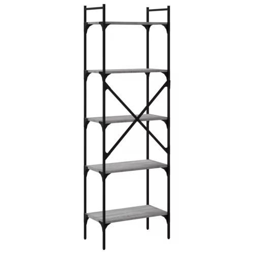  5 szintes szürke sonoma színű fa könyvespolc 56 x 31,5 x 174 cm