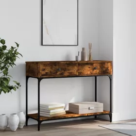    füstös tölgy színű szerelt fa tálalóasztal 100 x 34,5 x 75 cm