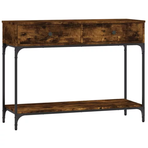  füstös tölgy színű szerelt fa tálalóasztal 100 x 34,5 x 75 cm