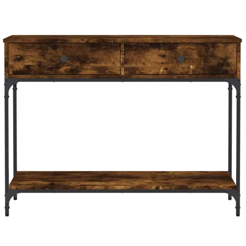  füstös tölgy színű szerelt fa tálalóasztal 100 x 34,5 x 75 cm