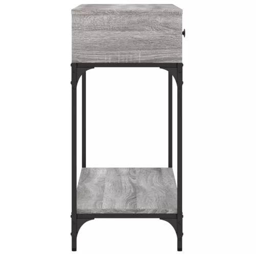  szürke sonoma színű szerelt fa konzolasztal 100 x 34,5 x 75 cm