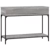  szürke sonoma színű szerelt fa konzolasztal 100 x 34,5 x 75 cm