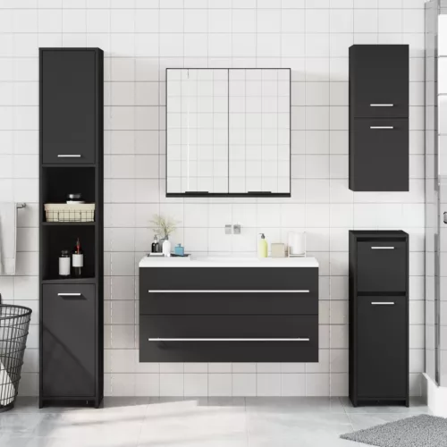  fekete szerelt fa fürdőszobai tükör 64 x 20 x 67 cm