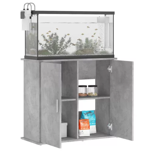  betonszürke szerelt fa akváriumi állvány 81x36x73 cm