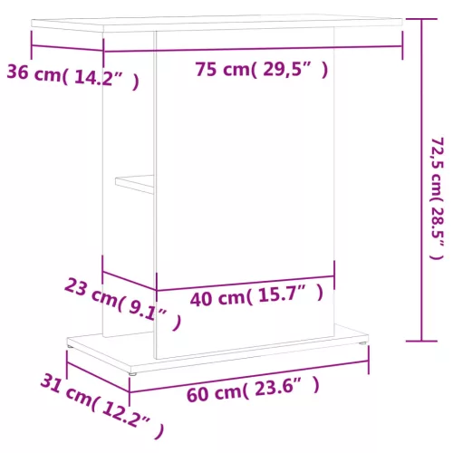  betonszürke szerelt fa akváriumi állvány 75x36x72,5 cm