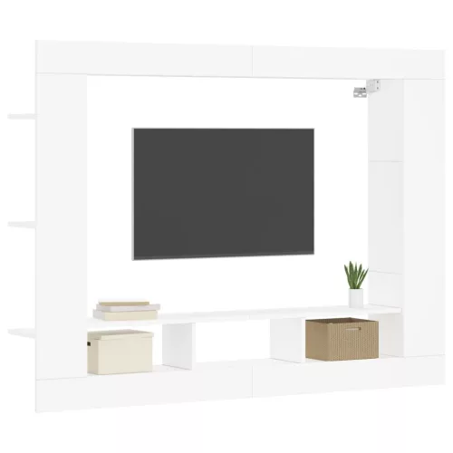  fehér szerelt fa TV-szekrény 152 x 22 x 113 cm