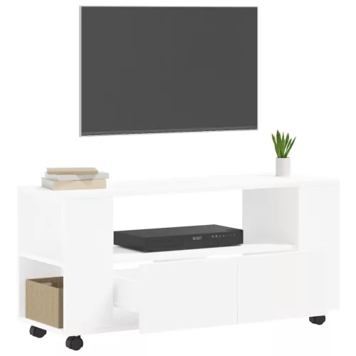  fehér szerelt fa TV-szekrény 102x34,5x43 cm