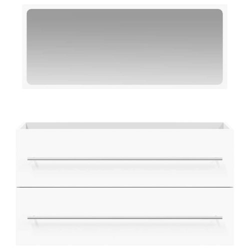  fehér szerelt fa fürdőszobaszekrény tükörrel