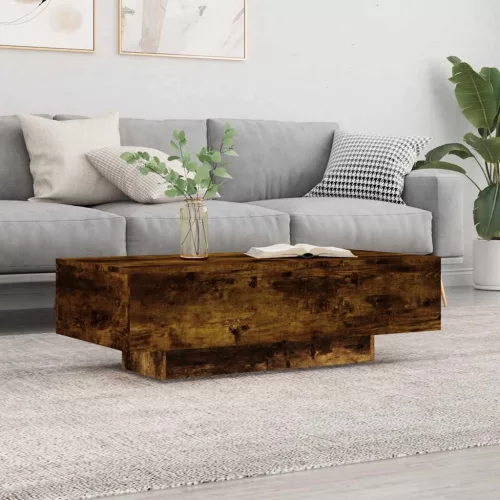  füstös tölgy színű szerelt fa dohányzóasztal 100x49,5x31 cm