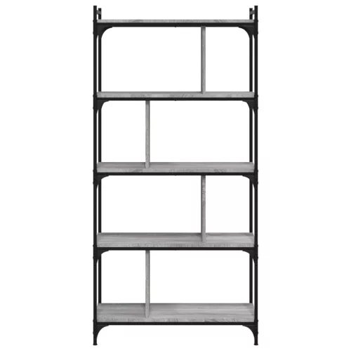  5 szintes szürke sonoma színű fa könyvespolc 76 x 32 x 158 cm