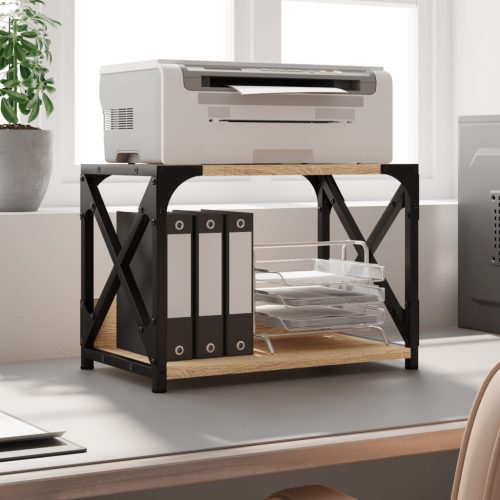  2 szintes sonoma tölgy szerelt fa nyomtatóállvány 44x26x31,5 cm