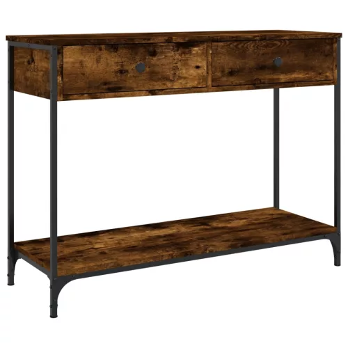  füstös tölgy színű szerelt fa tálalóasztal 100 x 34,5 x 75 cm
