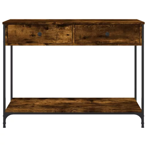 füstös tölgy színű szerelt fa tálalóasztal 100 x 34,5 x 75 cm