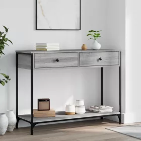    szürke sonoma színű szerelt fa konzolasztal 100 x 34,5 x 75 cm