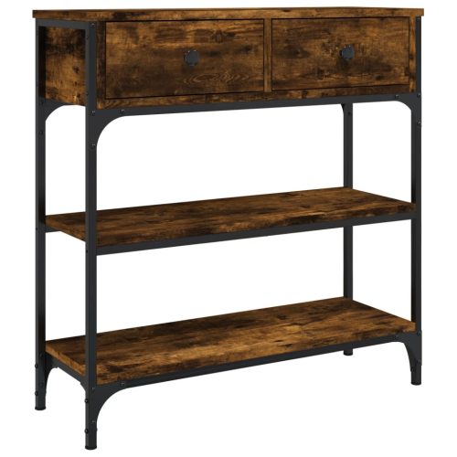  füstös tölgy színű szerelt fa tálalóasztal 72,5x25x75 cm