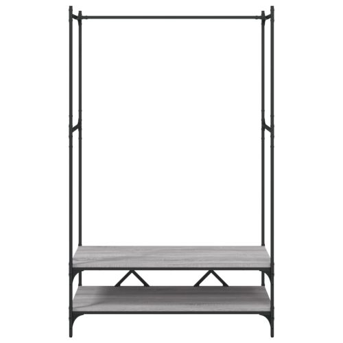  szürke sonoma szerelt fa ruhatartó polcokkal