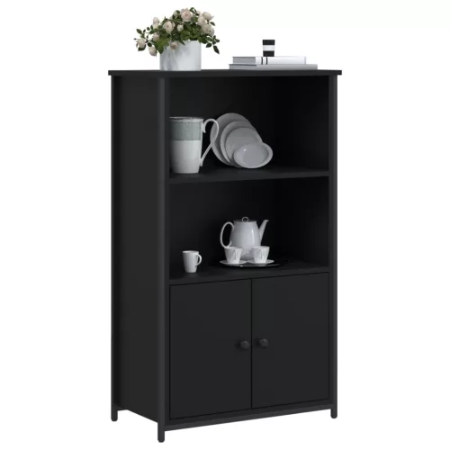  fekete szerelt fa magasszekrény 62 x 32 x 103,5 cm
