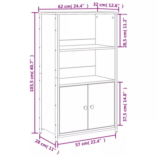  barna tölgy színű szerelt fa magasszekrény 62 x 32 x 103,5 cm