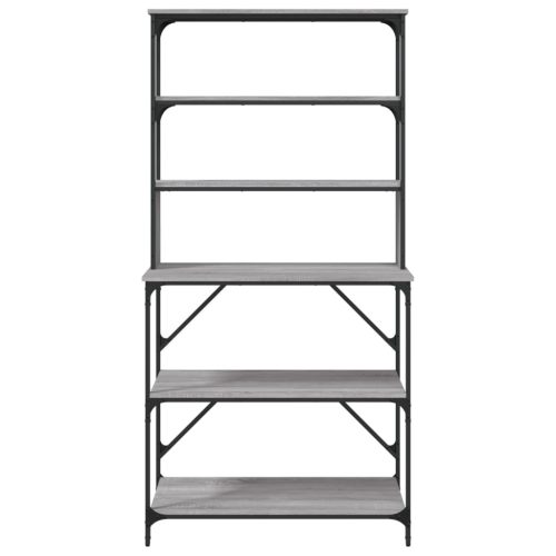  6 szintes szürke sonoma színű szerelt fa pékállvány 90x40x180cm