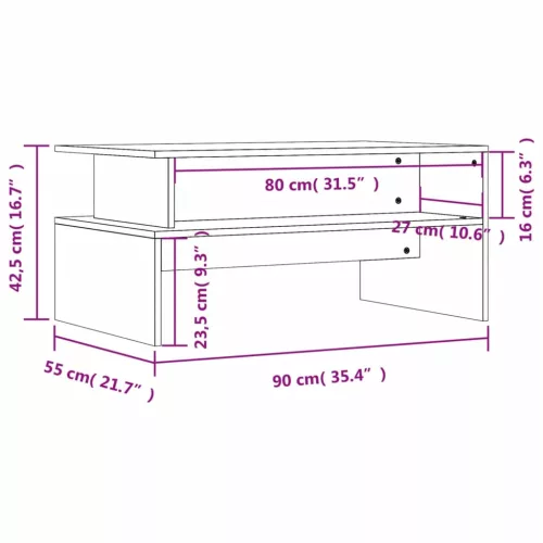  fekete szerelt fa dohányzóasztal 90 x 55 x 42,5 cm